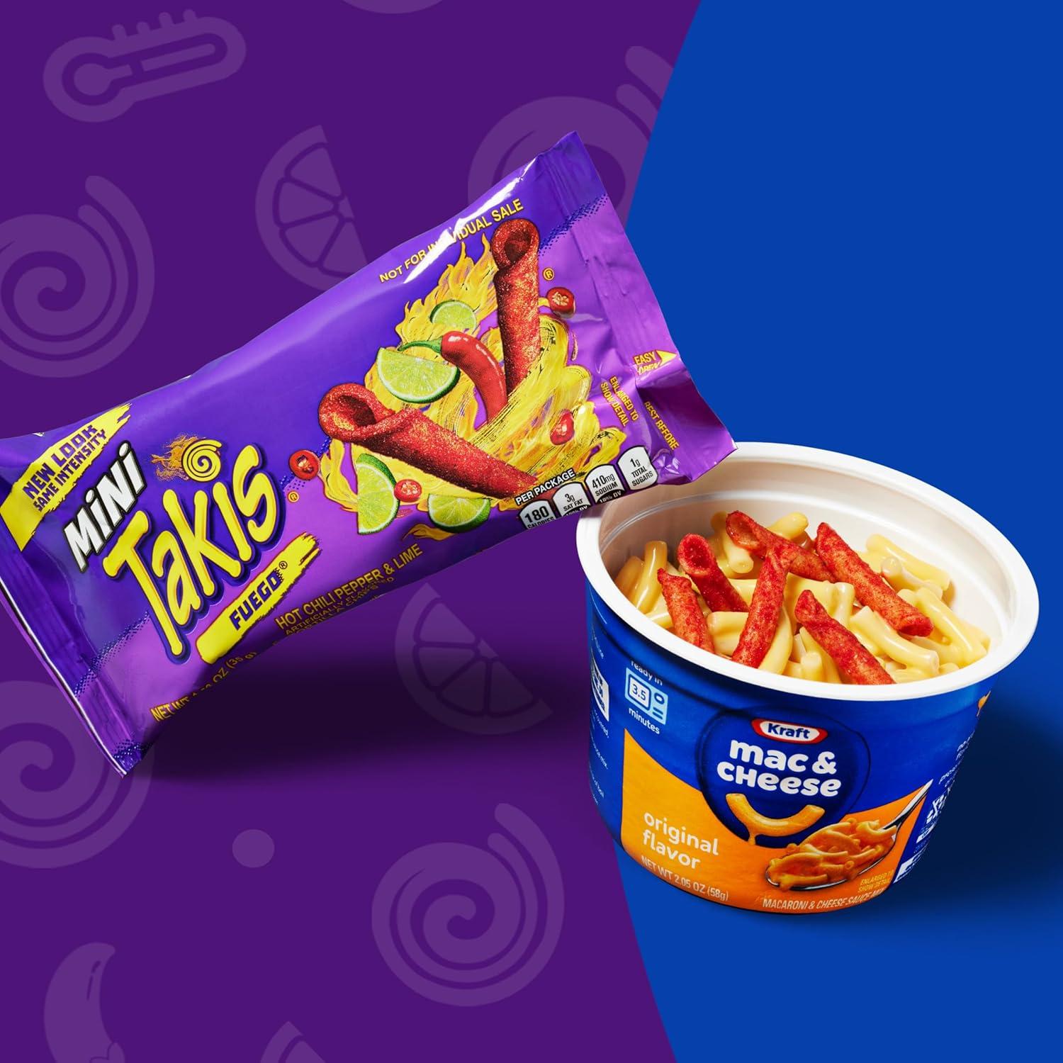 image:imageTakis Blue Heat Mini 25 pc 123 oz Bite Size Multipack Hot Chili Pepper Flavored Extreme Spicy Rolled Tortilla ChipsAssorted