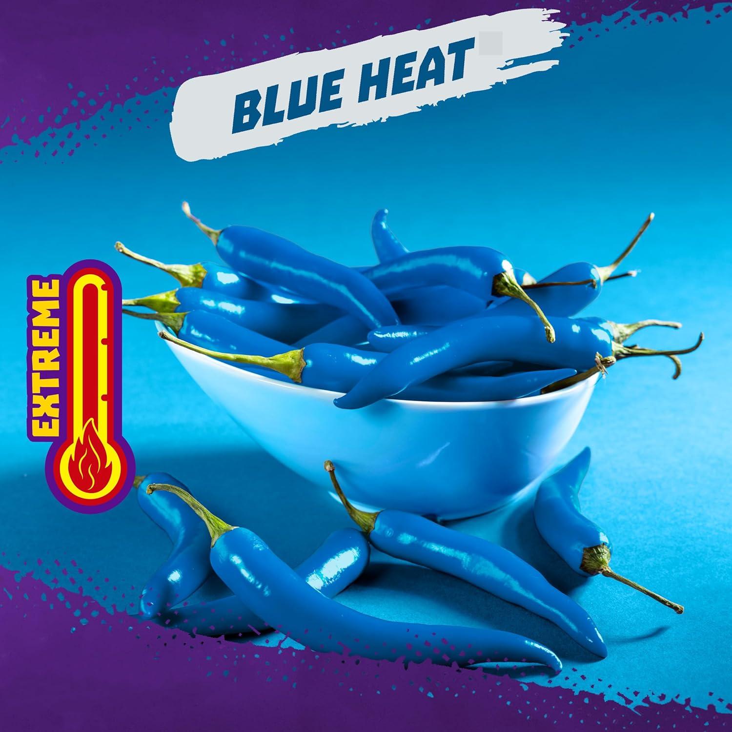 image:imageTakis Blue Heat Mini 25 pc 123 oz Bite Size Multipack Hot Chili Pepper Flavored Extreme Spicy Rolled Tortilla ChipsBlue Heat