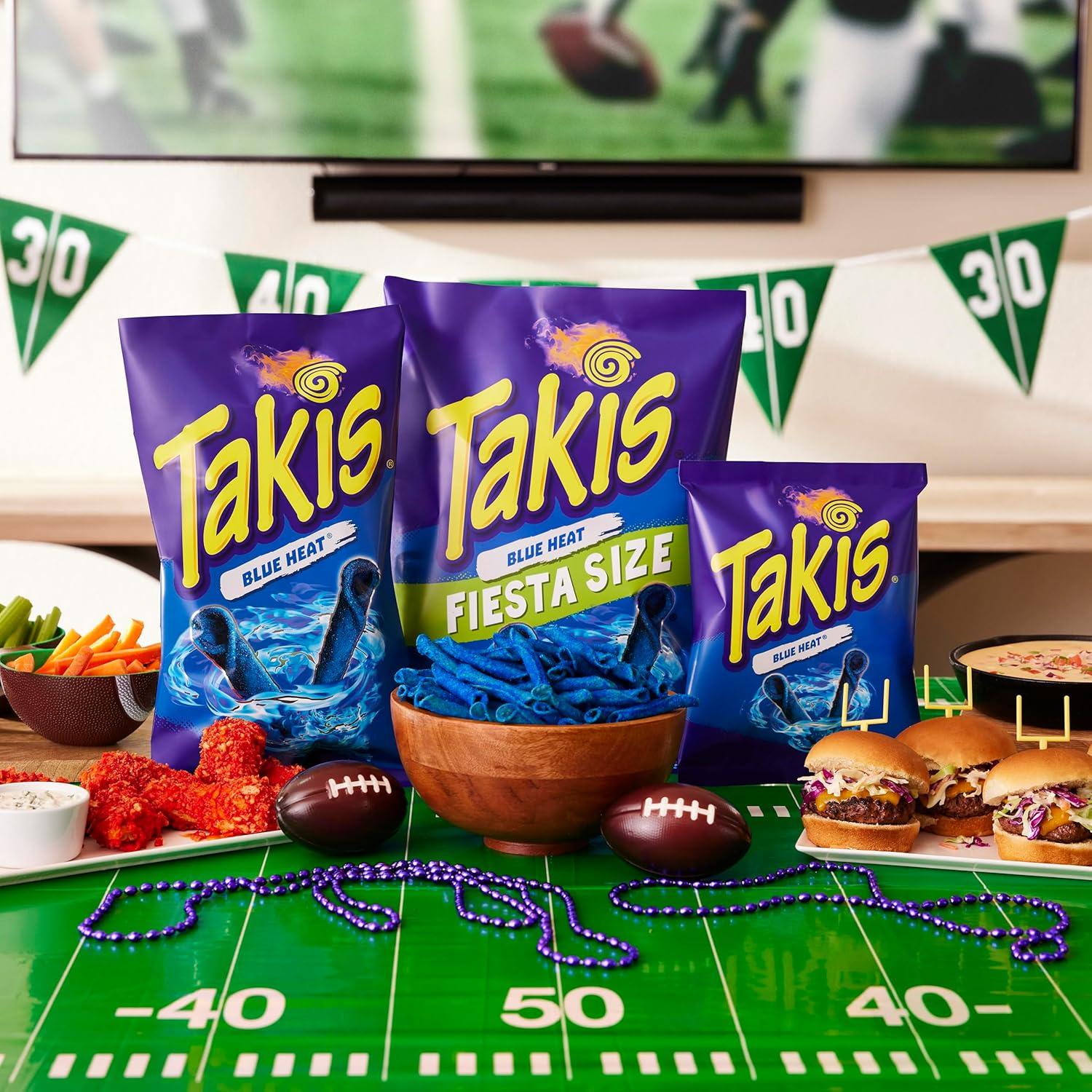 image:imageTakis Blue Heat Rolled Tortilla Chips Hot Chili Pepper Flavored Multipack Box with 14 Bags of 99 OuncesBlue Heat