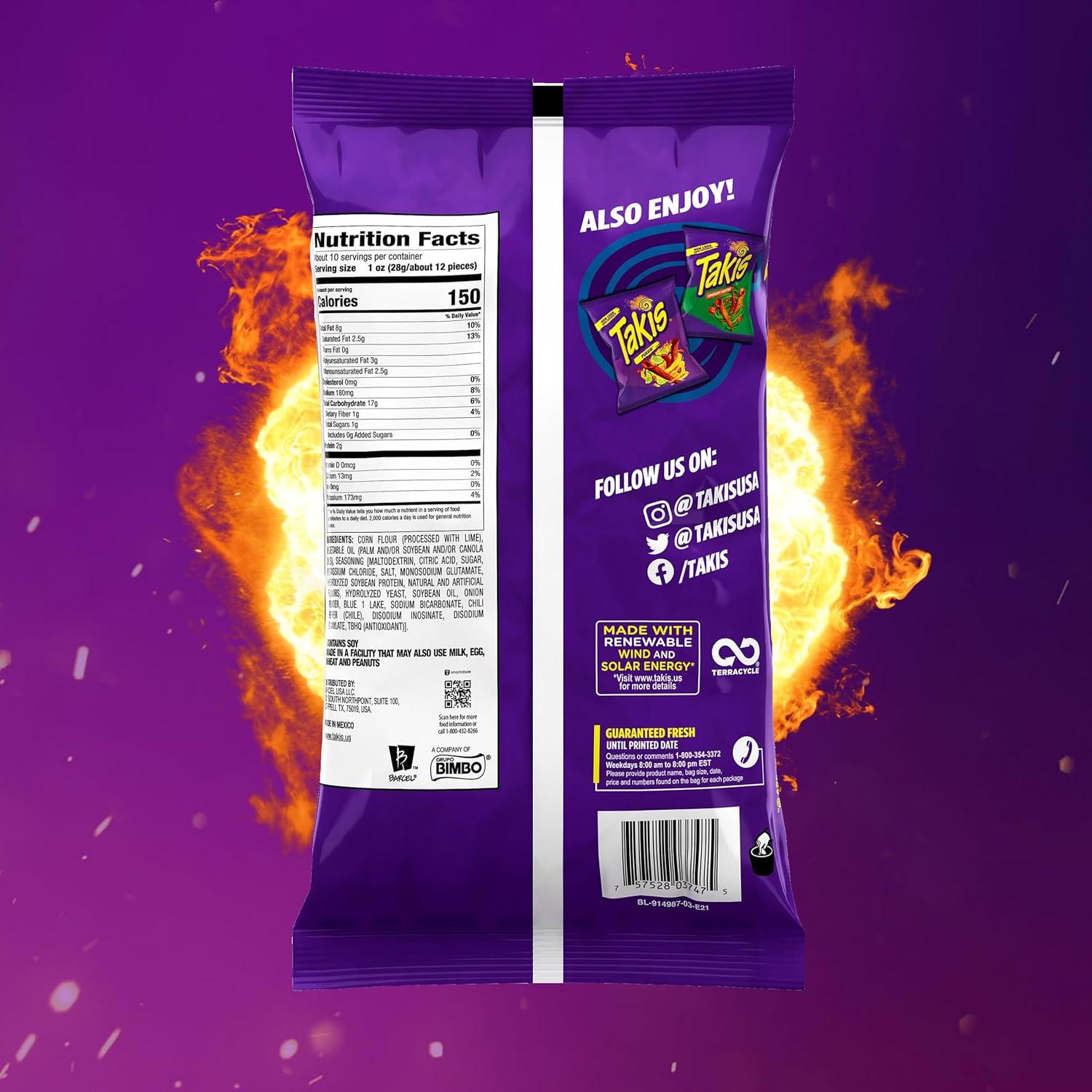 image:imageTakis Blue Heat Rolled Tortilla Chips Hot Chili Pepper Flavored Multipack Box with 14 Bags of 99 OuncesBlue Heat
