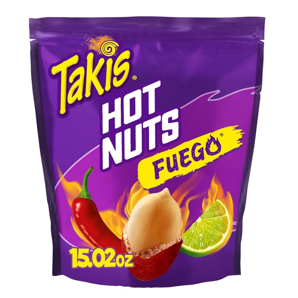 image:imageTakis Fuego Hot Nuts 12 ct 175 oz Value Size Case Hot Chili Pepper amp Lime Flavored Extreme Spicy DoubleCrunch PeanutsHot Chili Pepper Lime