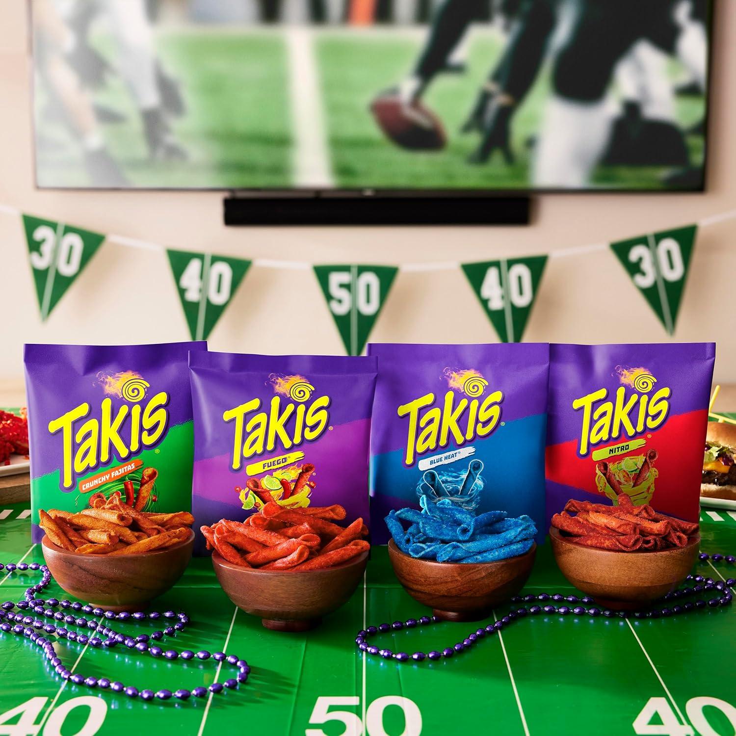 image:imageTakis 18 pc 1 oz Hero Variety Pack Assorted Flavored Mixed Rolled Tortilla Chips 8 Fuego 6 Blue Heat 4 Intense NachoVariety 2PK