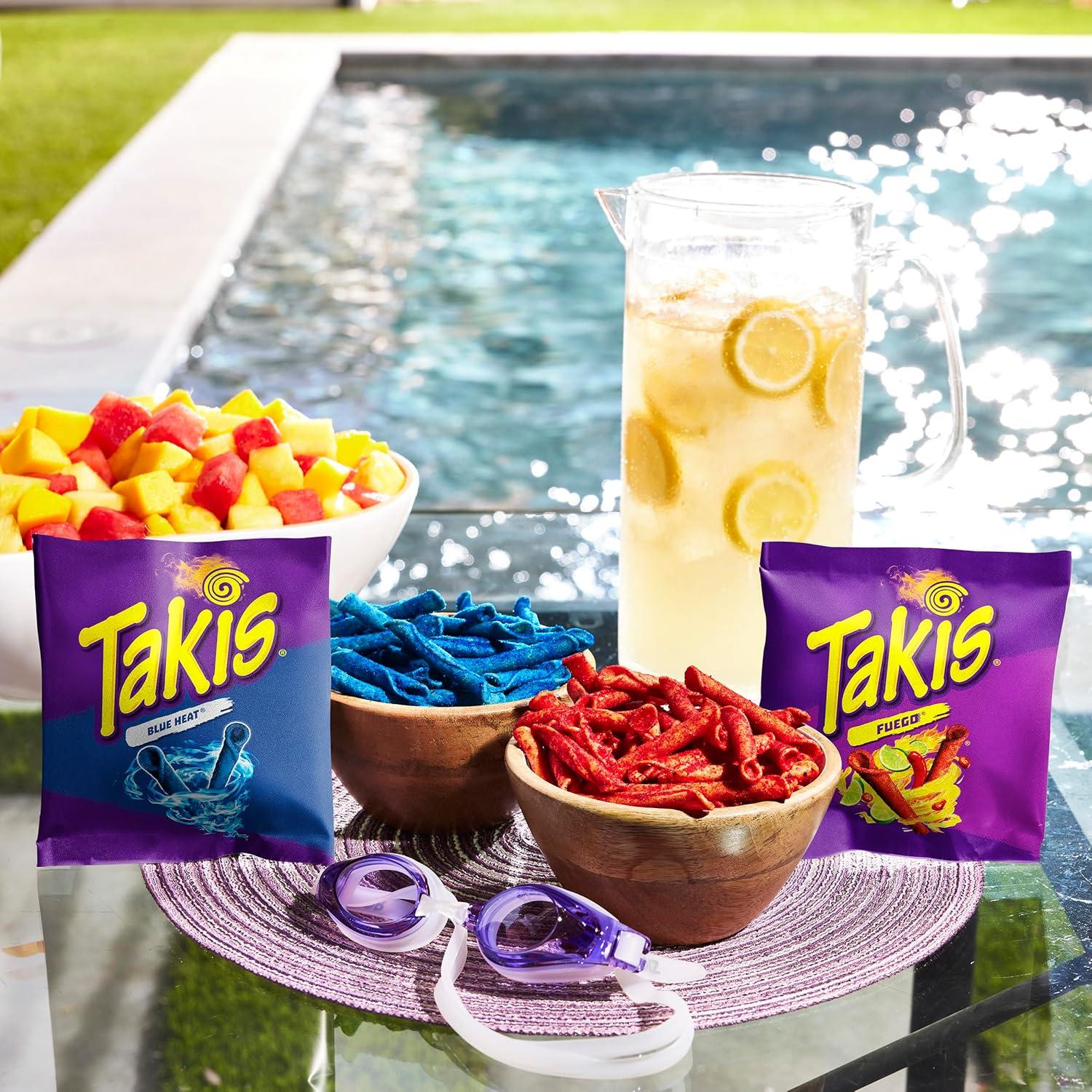 image:imageTakis 40 pc 1 oz Variety Pack Fuego amp Blue Heat Flavored Rolled Tortilla Chips 20 Fuego 20 Blue Heat Perfect for Tailgates Parties or the OfficeFuego and Blue Heat