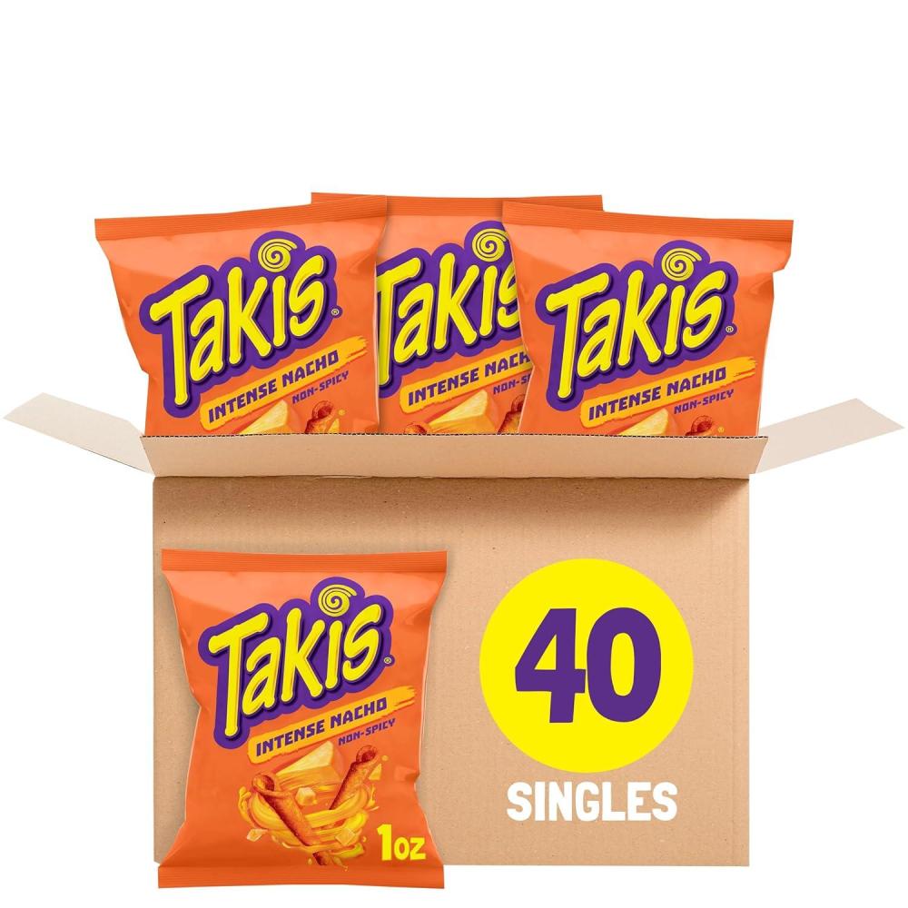 image:imageTakis 40 pc 1 oz Variety Pack Fuego amp Blue Heat Flavored Rolled Tortilla Chips 20 Fuego 20 Blue Heat Perfect for Tailgates Parties or the OfficeIntense Nacho