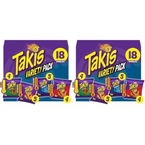 Takis 18 pc / 1 oz Hero Variety Pack, Assorted Flavored Mixed Rolled Tortilla Chips – (8) Fuego, (6) Blue Heat, (4) Intense Nacho(Variety (2PK))