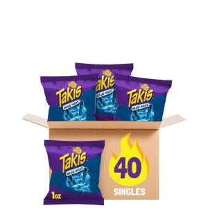 Takis 40 pc / 1 oz Variety Pack – Fuego & Blue Heat Flavored Rolled Tortilla Chips – (20) Fuego, (20) Blue Heat – Perfect for Tailgates, Parties, or the Office(Blue Heat)