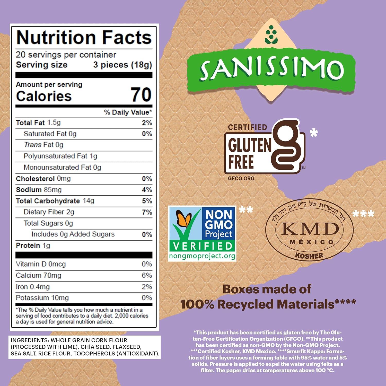 image:imageSanissimo Salmas Salted 40 packs of 3 Crackers Oven Baked Corn Crackers Gluten Free Non GMO Kosher CertifiedChia Flax 20PK