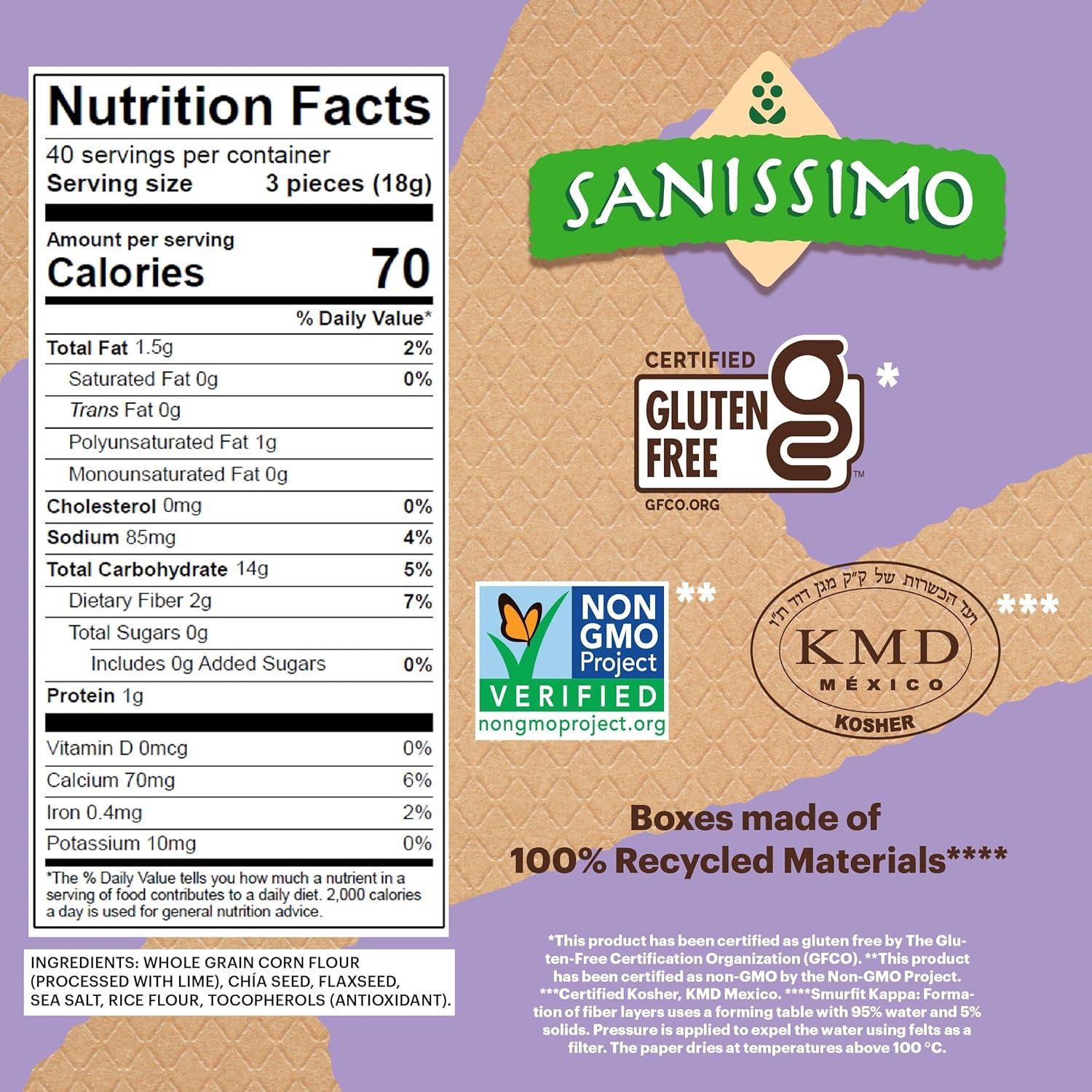 image:imageSanissimo Salmas Salted 40 packs of 3 Crackers Oven Baked Corn Crackers Gluten Free Non GMO Kosher CertifiedChia Flax 40PK