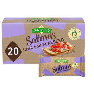 Sanissimo Salmas Salted, 40 packs of 3 Crackers, Oven Baked Corn Crackers, Gluten Free, Non GMO, Kosher Certified(Chia & Flax (20PK))
