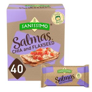 Sanissimo Salmas Salted, 40 packs of 3 Crackers, Oven Baked Corn Crackers, Gluten Free, Non GMO, Kosher Certified(Chia & Flax (40PK))
