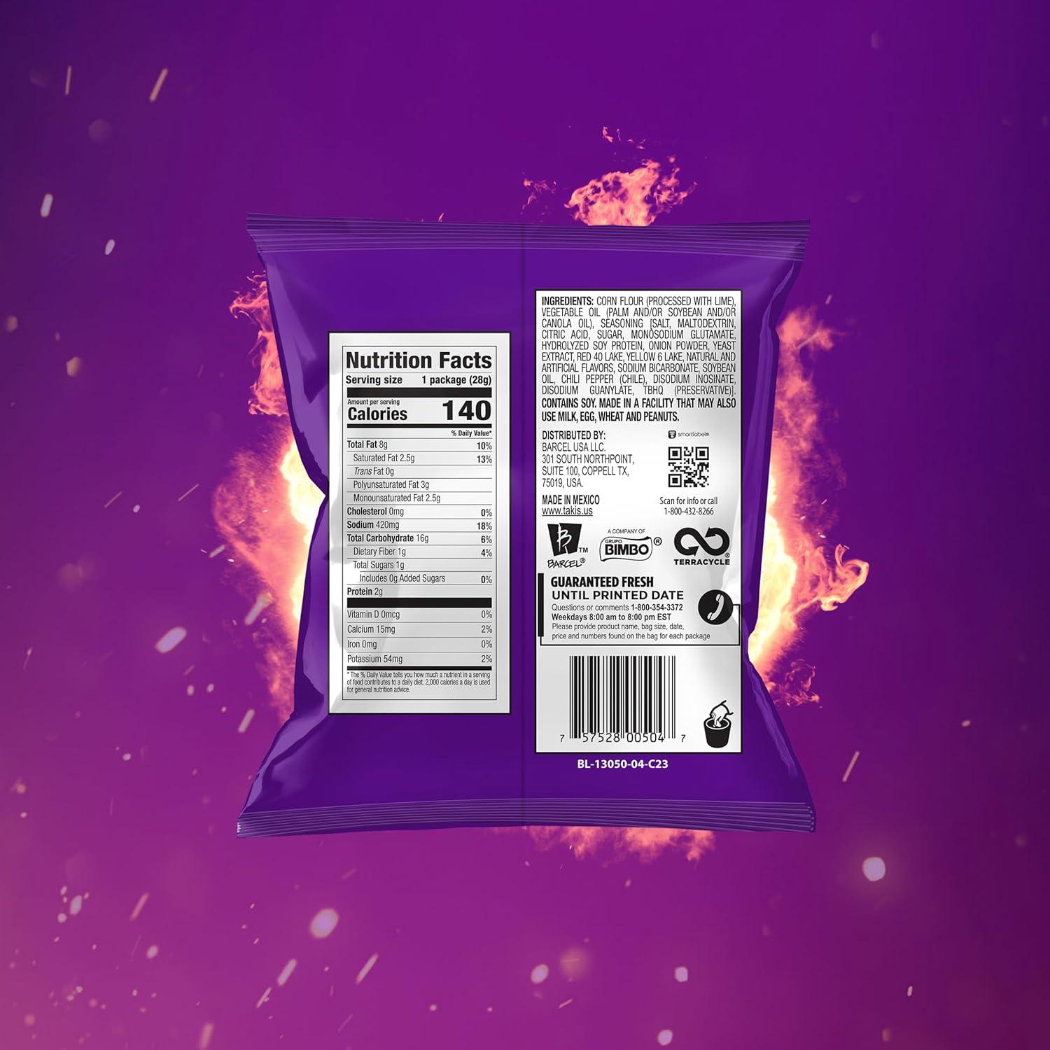 image:imageTakis Fuego 40 Count Snack Size Multipack Extreme Spicy Rolled Tortilla Chips Hot Chili Pepper amp Lime Flavored