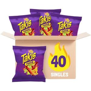 Takis Fuego 40 Count Snack Size Multipack – Extreme Spicy Rolled Tortilla Chips Hot Chili Pepper & Lime Flavored
