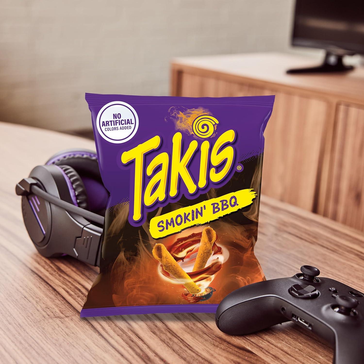 image:imageTakis Pickle Punch 325 oz Snack Size Bag Spicy Pickle Flavored Rolled Tortilla Chips Pack of 4BBQ 4PK