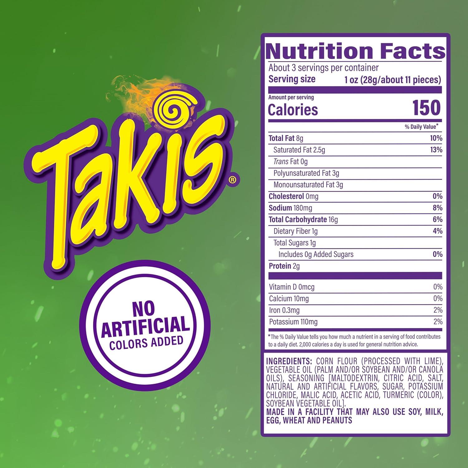 image:imageTakis Pickle Punch 325 oz Snack Size Bag Spicy Pickle Flavored Rolled Tortilla Chips Pack of 4Xtreme Lime 4PK