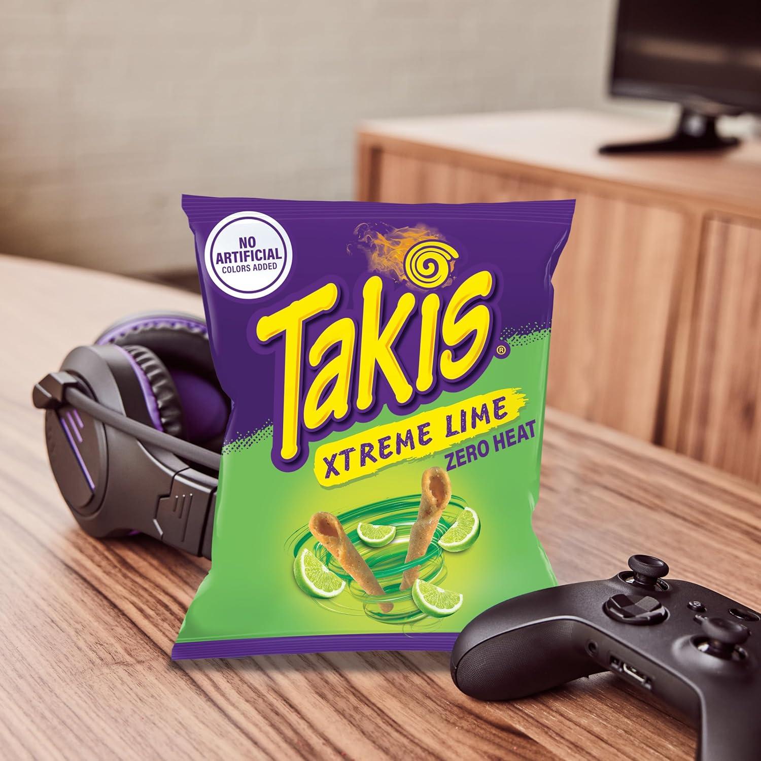 image:imageTakis Pickle Punch 325 oz Snack Size Bag Spicy Pickle Flavored Rolled Tortilla Chips Pack of 4Xtreme Lime 4PK