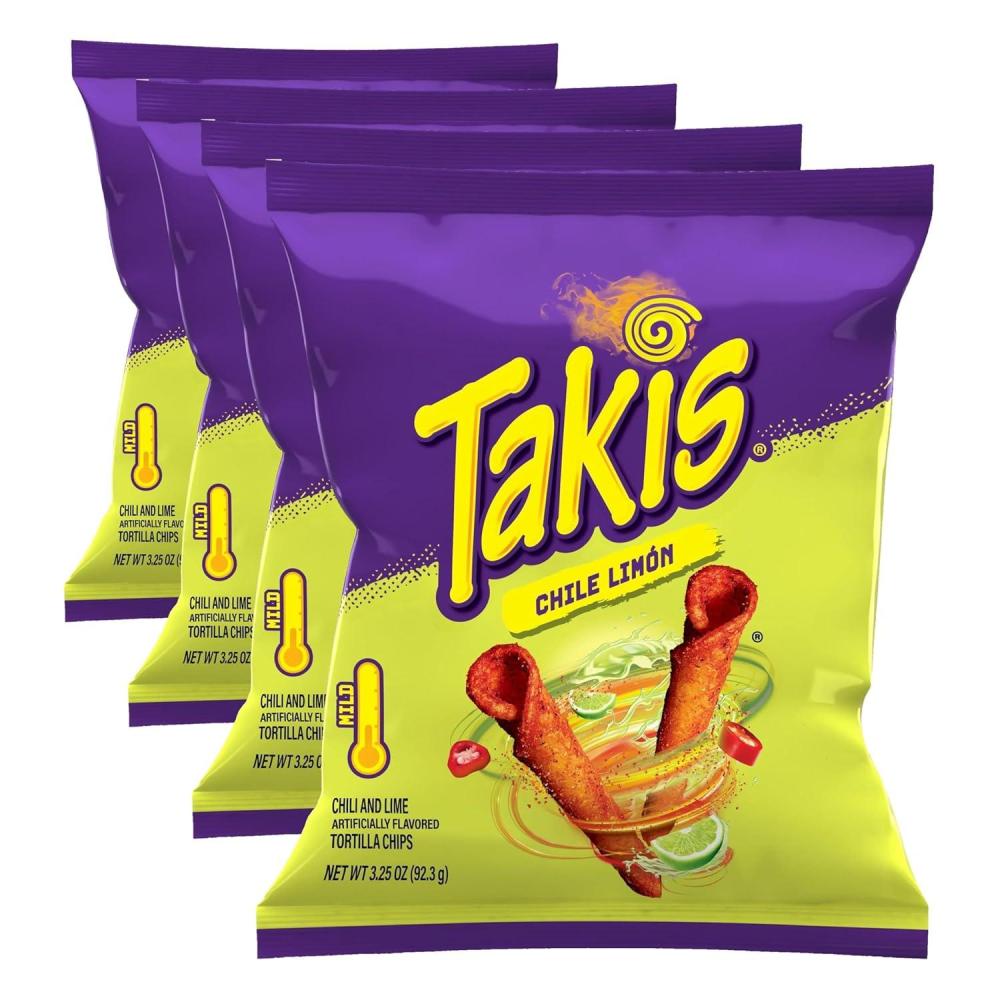 image:imageTakis Fuego Hot Chili Pepper amp Lime Flavored Extreme Spicy Rolled Tortilla Chips Snack Size Bag Pack of 4Chile Limon