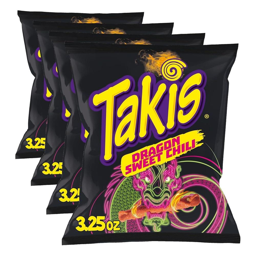 image:imageTakis Fuego Hot Chili Pepper amp Lime Flavored Extreme Spicy Rolled Tortilla Chips Snack Size Bag Pack of 4Sweet Chili 4PK